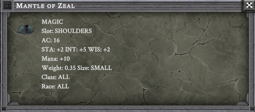 MANTLE OF ZEAL item card